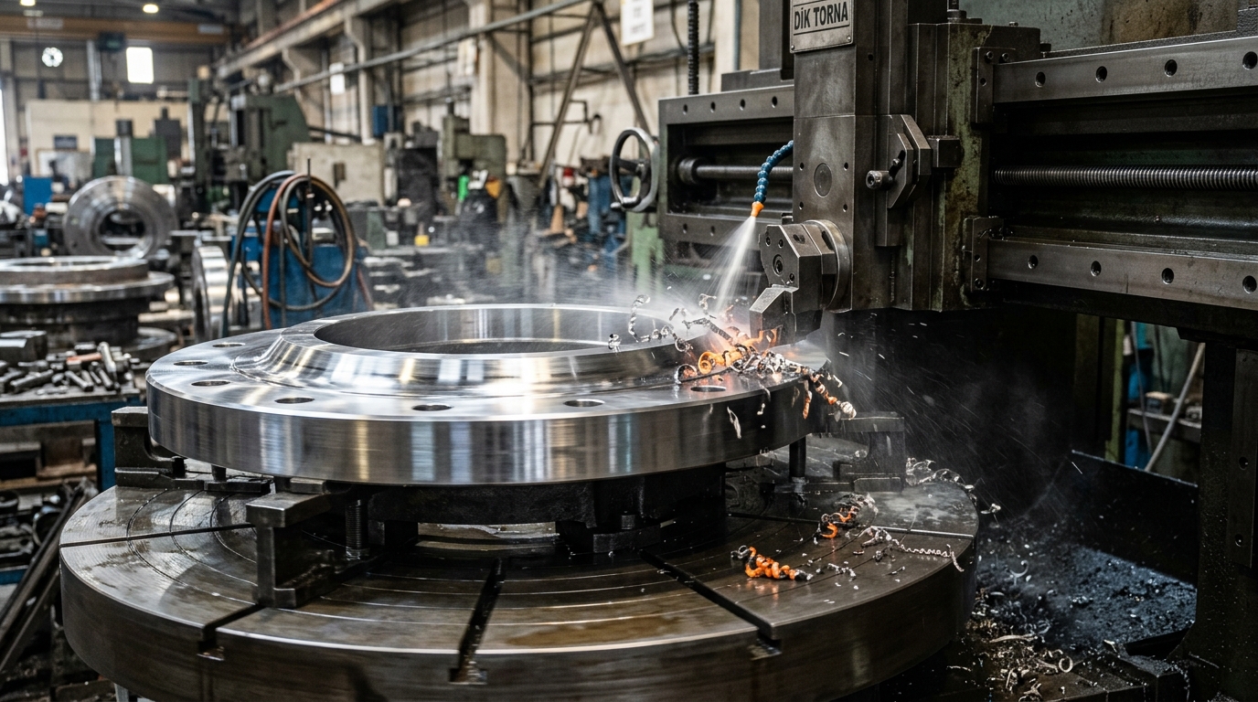 Ø 2200 mm Ağır Tip Çelik Flanş Dik Torna İşleme - Zenkar Makina